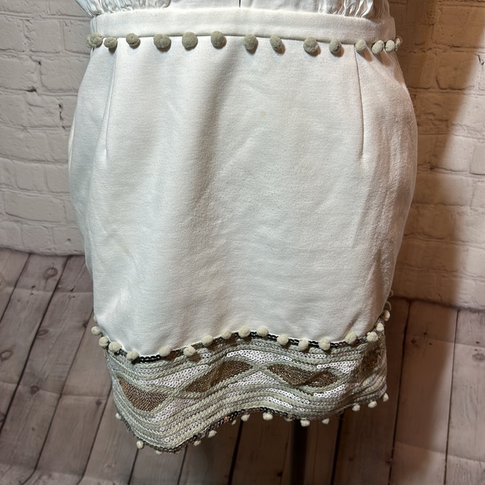 Blessed Are The Meek White Sequin Halter Mini Dress Bridal Bachelorette Size 4 - Picture 5 of 6